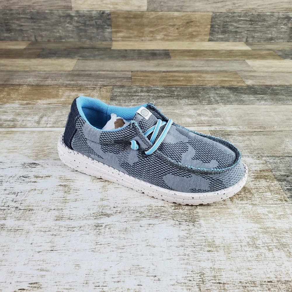 Hey Dude Wally Camo Kids Loafer Shoe Sz 13 C13 Gray Camouflage Comfort Round Toe
